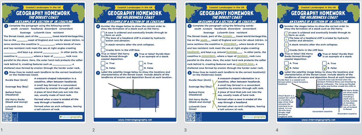 🌊 Two new editable AQA GCSE Geography Homework resources now available – covering Holderness &amp; Dorset coastlines. Each includes a mark scheme.

🗂️ That’s 58 homeworks now across all Paper 1 &amp; 2 topics!

📥 Download here (Plus only): internetgeography.net/internet-geogr…

#geographyteacher