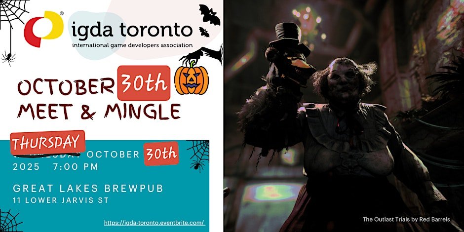 Looking to level up your October game plans? 👾
<a href="/IGDAToronto/">IGDA Toronto</a> is hosting a Meet &amp; Mingle next week — great folks, good vibes, and industry chats. Don’t miss it!

📅 October 30
🎟️: eventbrite.ca/e/october-30th…