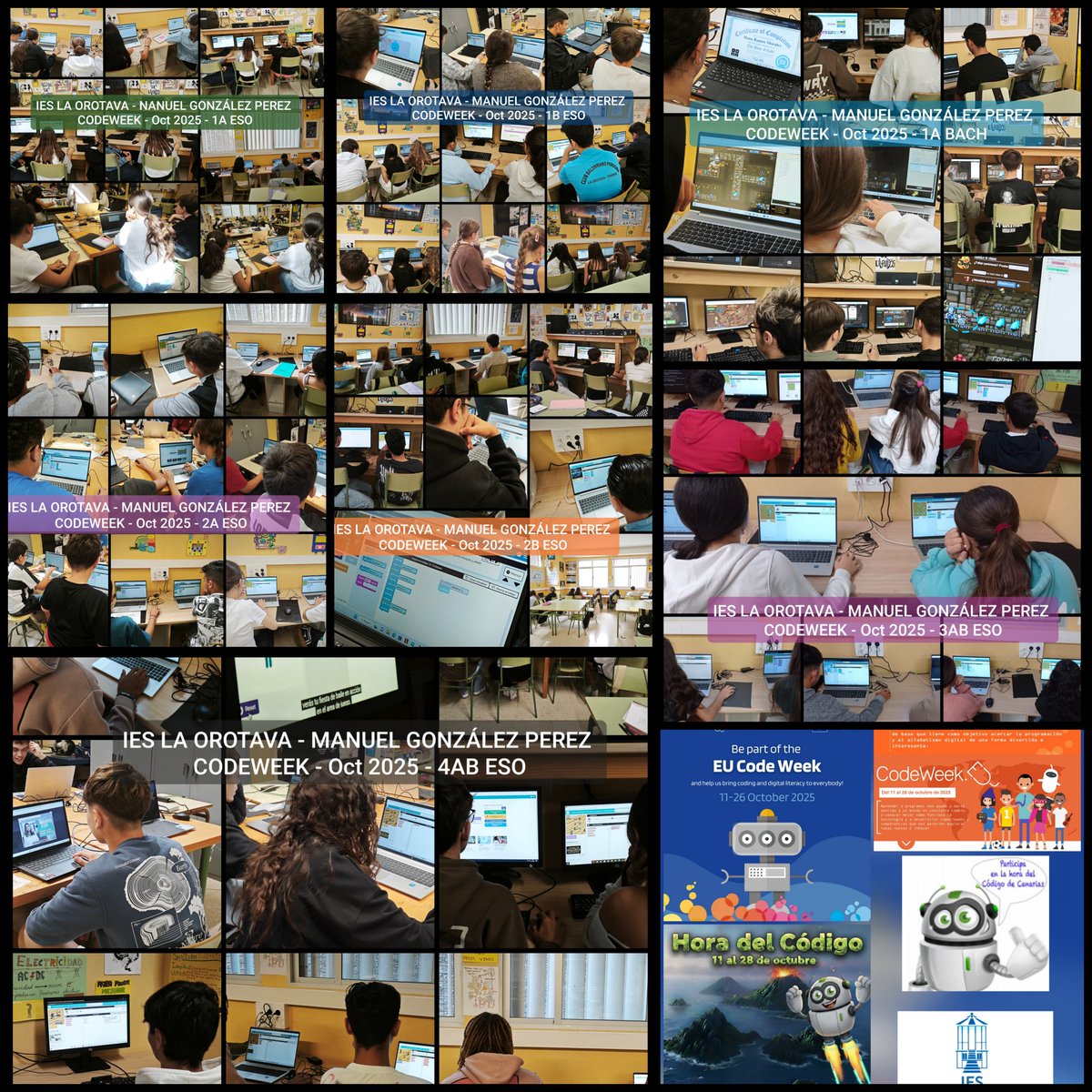 ieslaorotava's tweet image. En @ieslaorotava celebramos la #CodeWeekEU aprendiendo a programar por bloques, #Python y #Arduino  Seguimos impulsando el pensamiento computacional y las competencias digitales del futuro.
#lahoradelcódigo #STEAM #Canarias #EducaciónDigital #codeweek2025