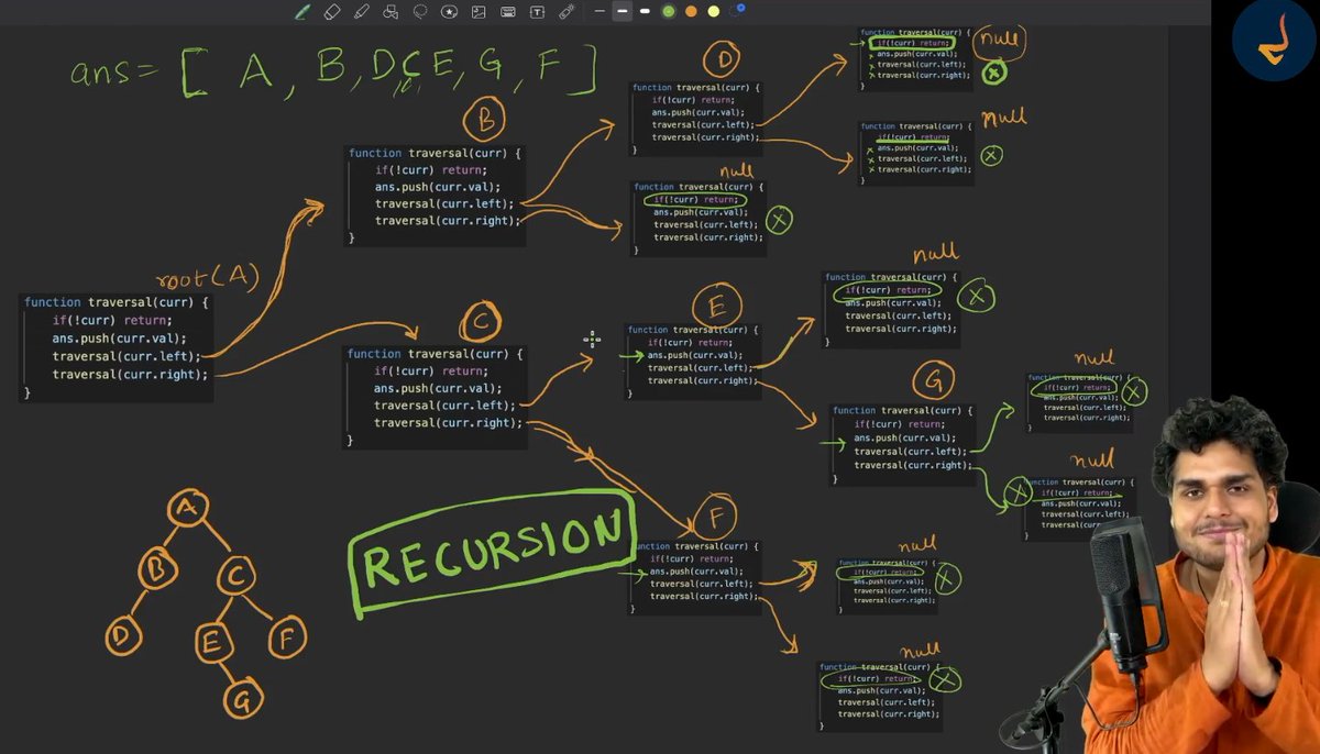 Zaryab_005's tweet image. Day 64 of DSA 🌳
Today I learned Preorder, Inorder, and Postorder Tree Traversals using recursion.
It’s amazing how just a few lines of code can perform such magical operations on a tree — absolutely mind-blowing! ⚡🔥
#DSA #BinaryTree #Recursion #CodingJourney #100DaysOfCode