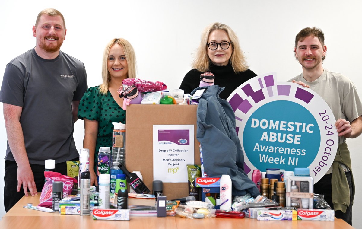 nihecommunity's tweet photo. Our staff came together for #DAAWNI2025 to organise donation drives for @MensAdvisoryP. 
Toiletries and personal care items were collected and handed over to support males who are victims and survivors of domestic abuse. 
Thank you to everyone who donated.
#HomeShouldMeanSafe https://t.co/ZZB0TnmWQF