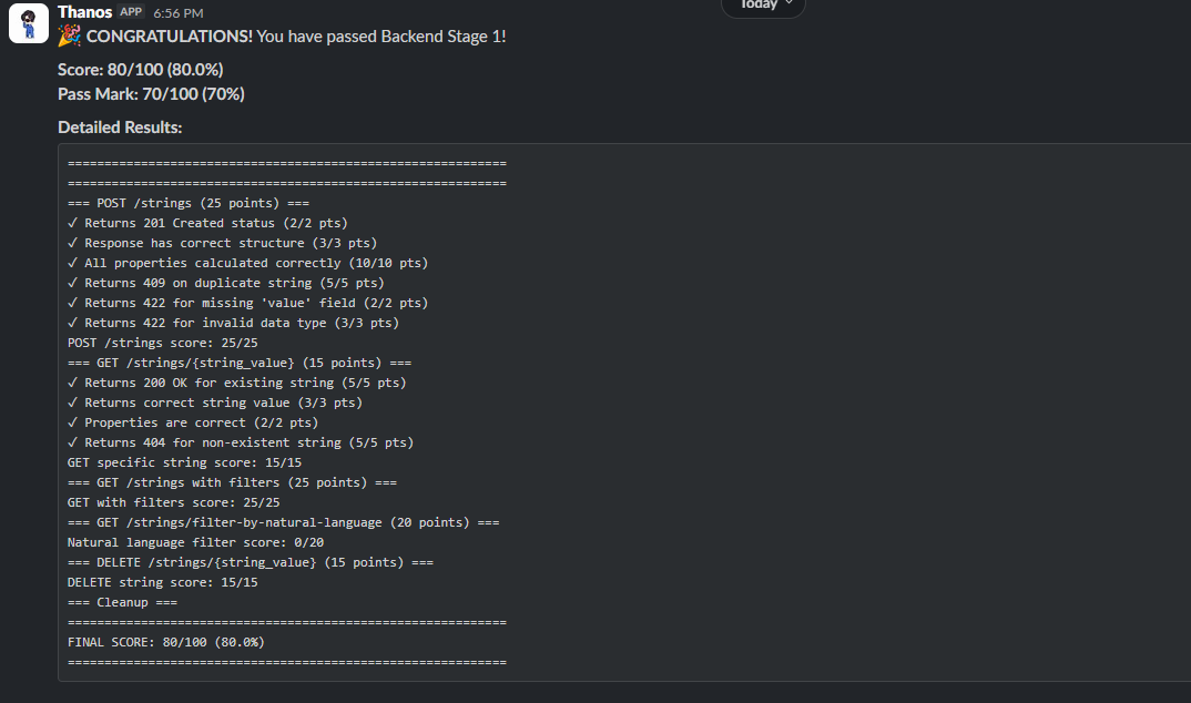 jayself's tweet image. Just passed my Stage 1 Backend Task with @HNGInternship
Built and deployed a full String Analyzer API using FastAPI + SQLite, hosted on Railway.
Excited for what’s next in this journey 🚀
#HNG13 #BackendDeveloper #Python #FastAPI