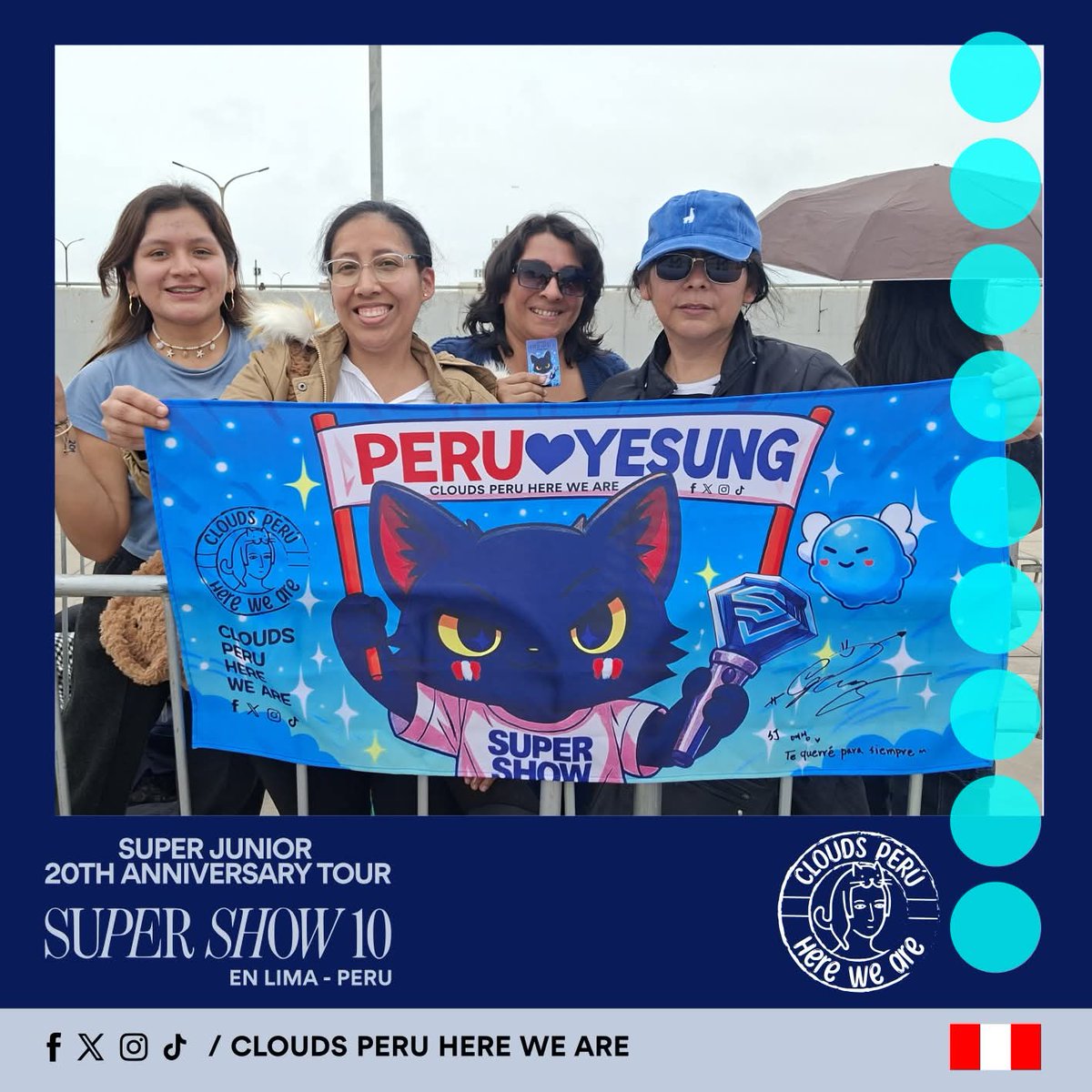 ¡Hola E.L.F.! 🤗
Les compartimos las fotos 📸 que tomamos antes del ingreso al #SUPERSHOW10  en Lima, Perú. 🇵🇪
Gracias por participar y compartir con nosotras el cariño que le tenemos a #SuperJunior 💙 y #Yesung 🐈‍⬛.
<a href="/shfly3424/">Yesung</a>
[parte 6]