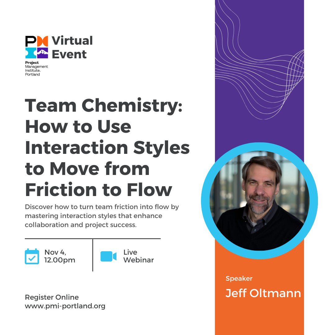 Join PMI Portland &amp; Jeff Oltmann to enhance team collaboration! Register now: ow.ly/V6Rn50X3m14 #PMIPortland #Leadership #Teamwork #ProjectManagement #ProfessionalGrowth