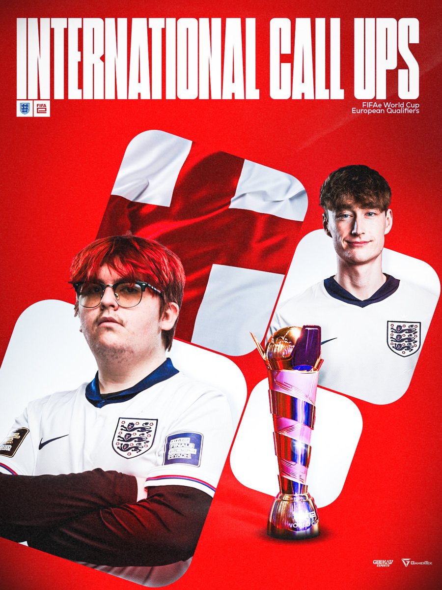 GeekayRL's tweet image. IT’S COMING HOME.

@Joyokamii and @ApparentlyJxck will be repping Team England for the @FIFAe World Cup!