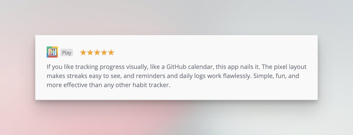 Hirvesh (@hirvesh) on Twitter photo Another fantastic review for <a href="/Habit_Pixel/">Habit Pixel</a>! It feels incredibly rewarding to receive such positive feedback on my app π₯Ί
#buildinpublic Another fantastic review for <a href="/Habit_Pixel/">Habit Pixel</a>! It feels incredibly rewarding to receive such positive feedback on my app π₯Ί
#buildinpublic