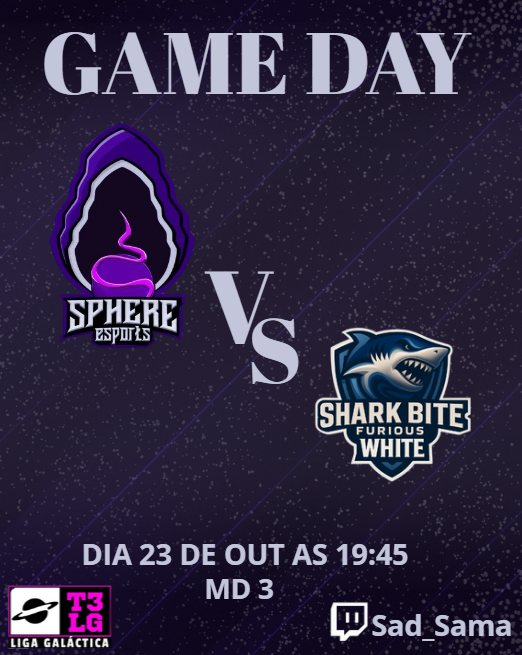 Sphere_Esports's tweet photo. GAME DAY!

Amanhã  vamos enfrentar a Shark Bite na @ligagalactica_

vamos estar transmitindo na https://t.co/5glKjIsutM

venham torcer com a gente as 19h.

#gosphere #gosphere #gosphere https://t.co/E89MqGWODV