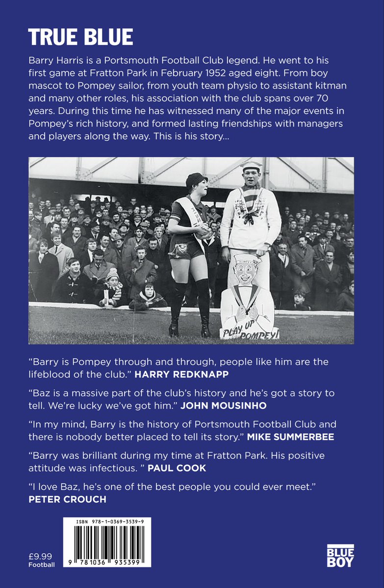 Barry Harris went to his first Pompey game back in 1952 and has been involved with the club ever since

Here’s a sneak peak of the back cover of the forthcoming Barry Harris book

I will post more details about where you can grab a copy over the next few weeks