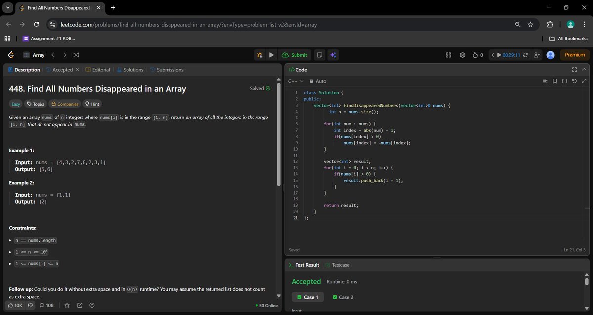 _a_m_i_t_1's tweet image. Day 470 of #500DaysOfCode

Find All Numbers Disappeared in an Array.