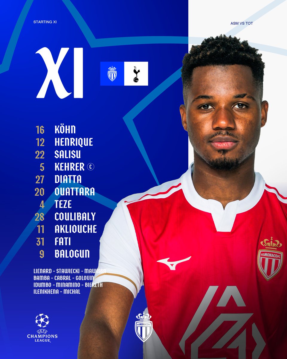 Le 𝑿𝑰 monégasque.

⚔️ <a href="/SpursOfficial/">Tottenham Hotspur</a> 

‣ #ASMTOT
