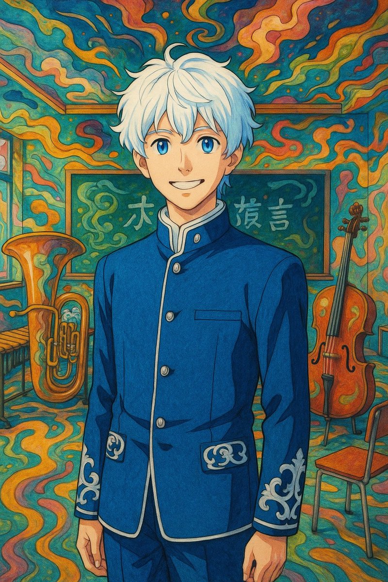 doc_bex's tweet image. こんにちはみなさん✌🏻!

音楽は決して終わらない。🎺

さよなら👋🏻😊！

#音楽 #響け #anime_eupho #kyoani #anime #アニメ #日本 #学校 #music #surreal #AIイラスト︎ #夢 #dream