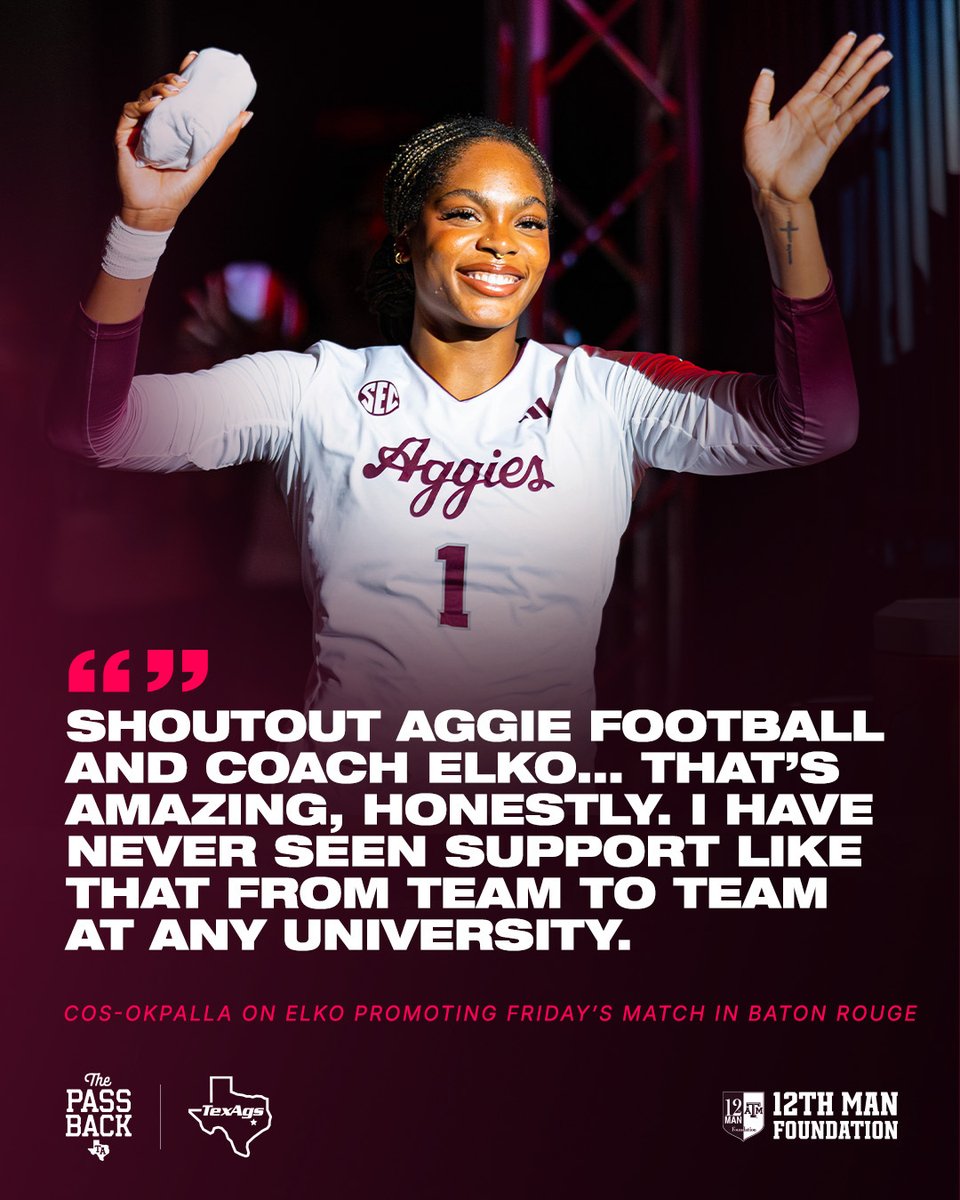 .<a href="/AggieVolleyball/">Texas A&M Volleyball</a> 🤝 <a href="/AggieFootball/">Texas A&M Football</a> 

<a href="/ifennacos/">ifenna cos</a> | <a href="/TexAgs/">TexAgs</a> | #GigEm