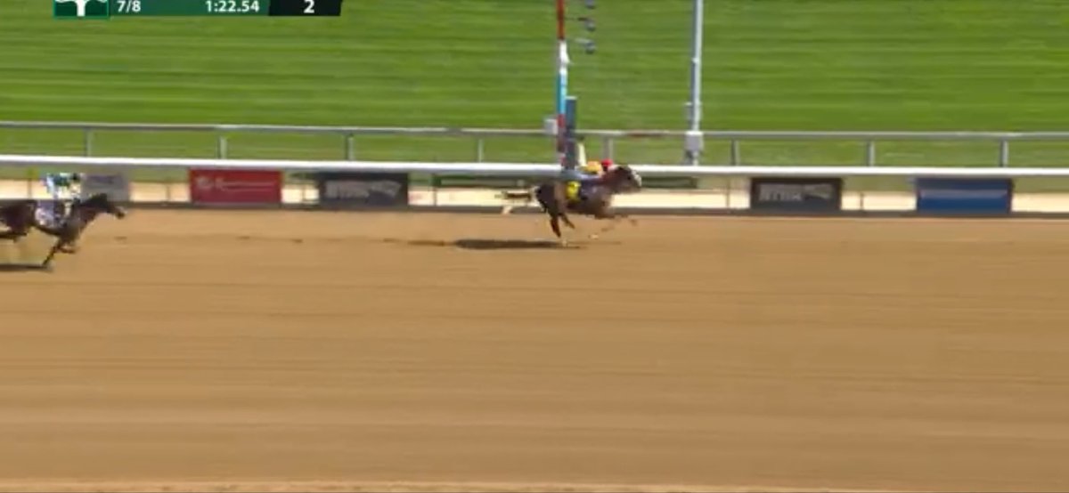 Porosity (Maclean’s Music) romped under Kendrick Carmouche! Congrats to Jackpot Farm, Durrett Stables &amp; Michael Wagner!
