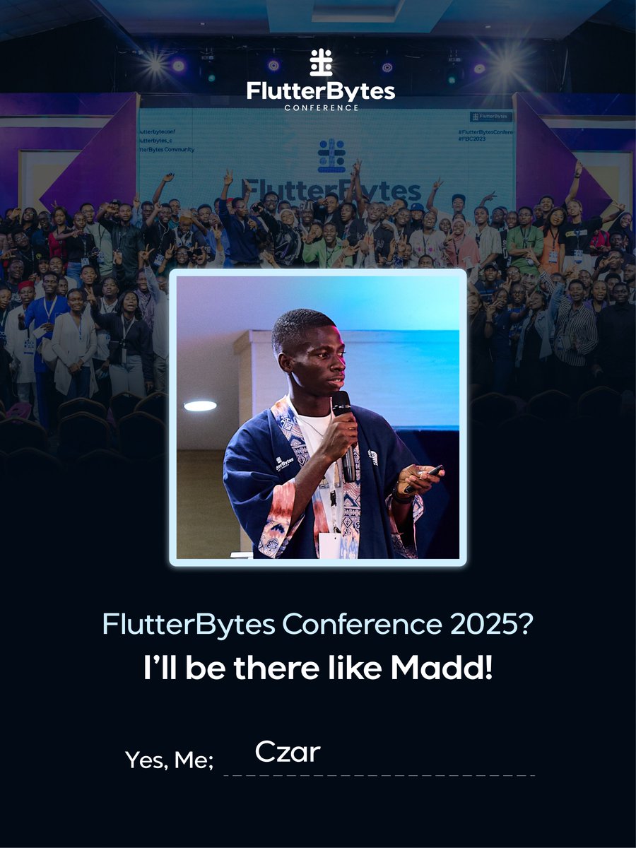 flutterbyteconf's tweet image. Okay, #FlutterBytesConference2025 attendees, let the session debate begin! 🎤
1. Tell us: Which speaker's talk are you most excited for?
2. Prove it: Create your custom "I'm Attending" banner and post it! Use the hashtag #FBC25 on your posts.
Pick your background from the…
