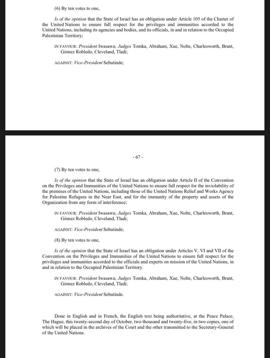 ICJ:
Israel must
- agree to &amp; facilitate by all means at its disposal relief schemes on behalf of Palestinians in Gaza incl. in particular by UNRWA
- cooperate in good faith &amp; provide any assistance to UNRWA 
- not impede them
- not use starvation methods
icj-cij.org/sites/default/…