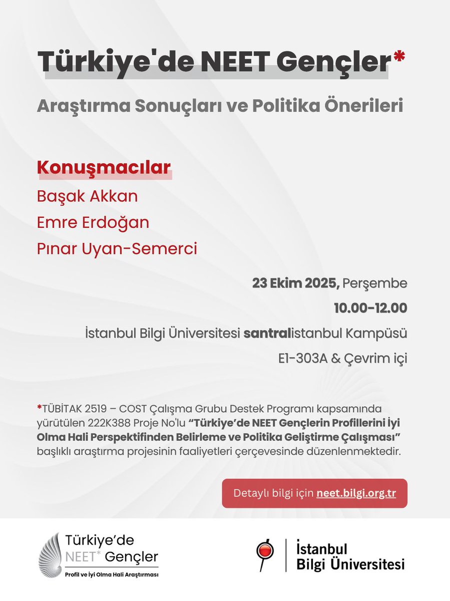 Türkiye’de NEET Gençler Araştırma Sonuçları ve Politika Önerileri Kapanış Toplantısı'na Davetlisiniz

sivilalan.com/2025/10/22/tur…