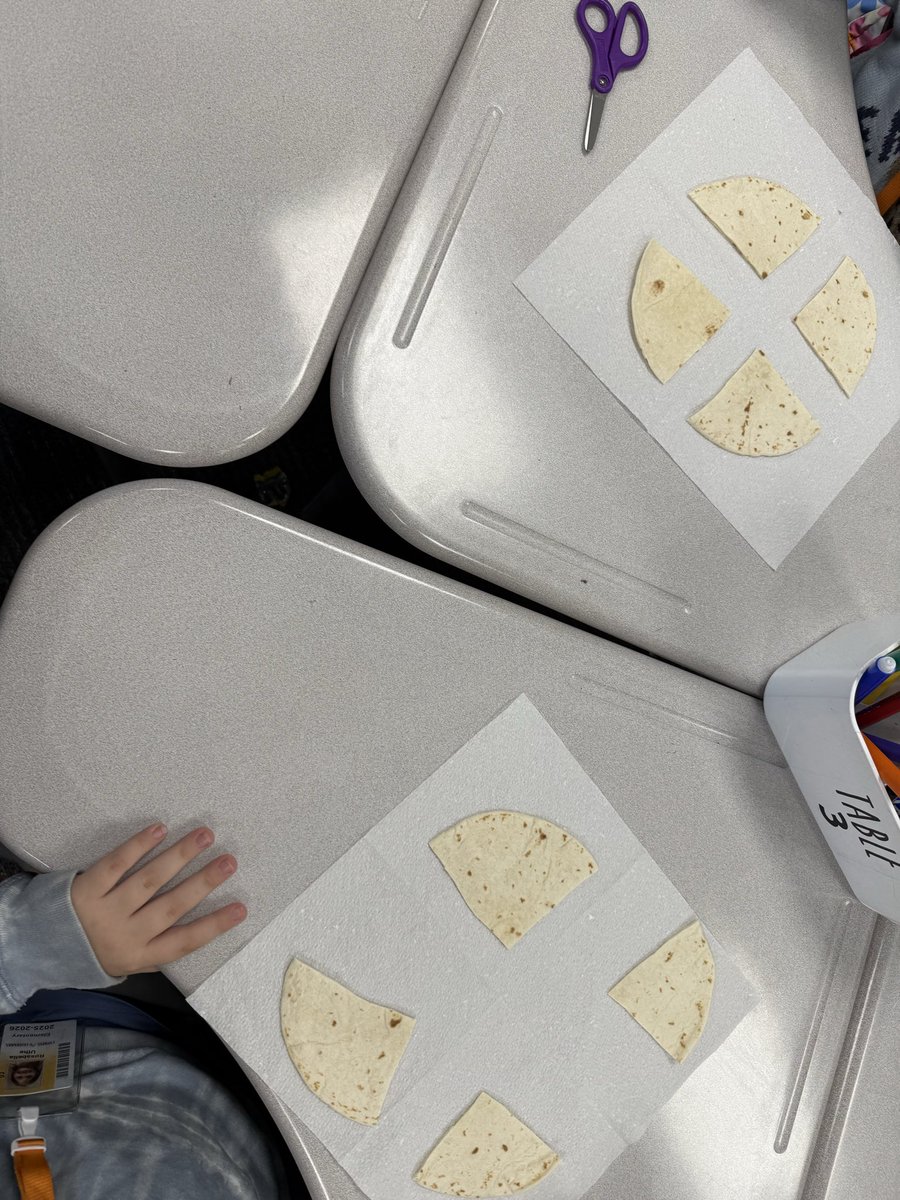 MsCalvit's tweet image. 🌮 Fraction Fun with Food! 🍴 Did you know a simple tortilla is a perfect visual aid for teaching fractions? Cut it in half for 1/2, quarters for 1/4, and so on! Learning math can be delicious! @BrosnahanES @CyFairISD #Fractions #LearningIsFun #ChoosePublicSchools #ChooseCFISD