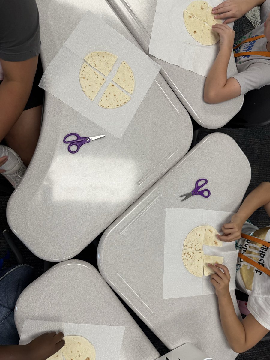 MsCalvit's tweet image. 🌮 Fraction Fun with Food! 🍴 Did you know a simple tortilla is a perfect visual aid for teaching fractions? Cut it in half for 1/2, quarters for 1/4, and so on! Learning math can be delicious! @BrosnahanES @CyFairISD #Fractions #LearningIsFun #ChoosePublicSchools #ChooseCFISD