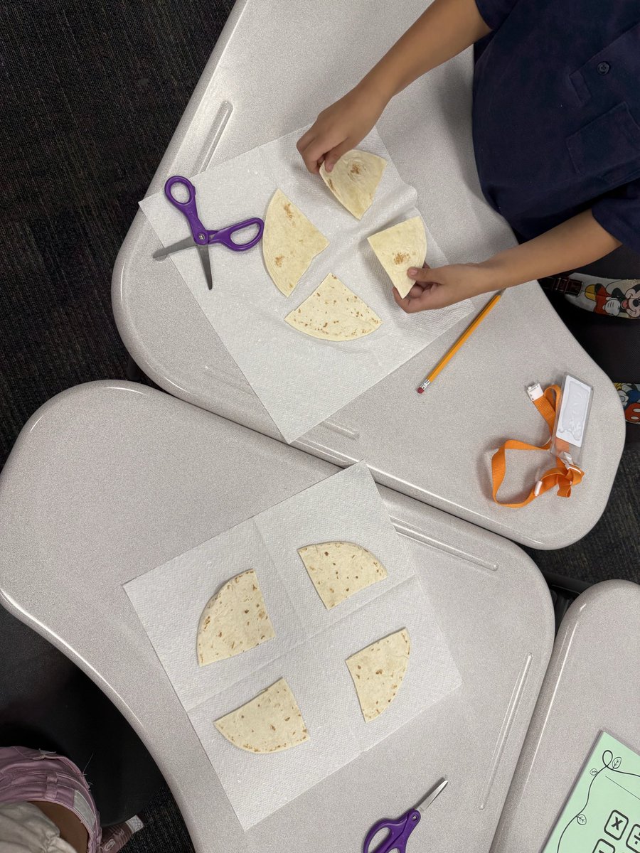 MsCalvit's tweet image. 🌮 Fraction Fun with Food! 🍴 Did you know a simple tortilla is a perfect visual aid for teaching fractions? Cut it in half for 1/2, quarters for 1/4, and so on! Learning math can be delicious! @BrosnahanES @CyFairISD #Fractions #LearningIsFun #ChoosePublicSchools #ChooseCFISD