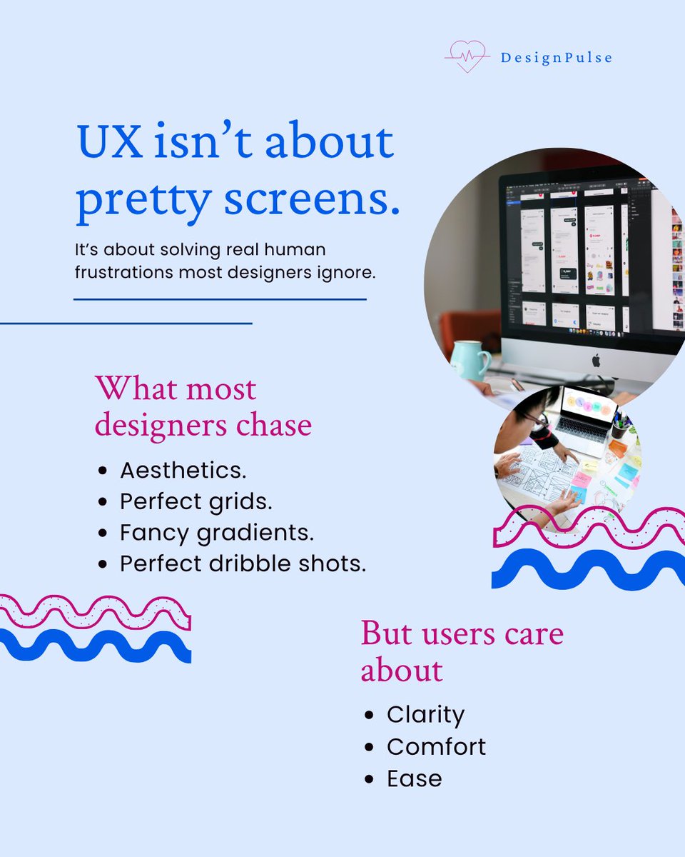 DesignPulse0's tweet image. UX isn’t about pretty screens.

It’s about solving real human frustrations most designers ignore

To design better, ask yourself:

✅ What problem am I solving?

✅ Who actually experiences it?

✅ What emotion do I want them to feel?

Pretty fades. Purpose lasts.