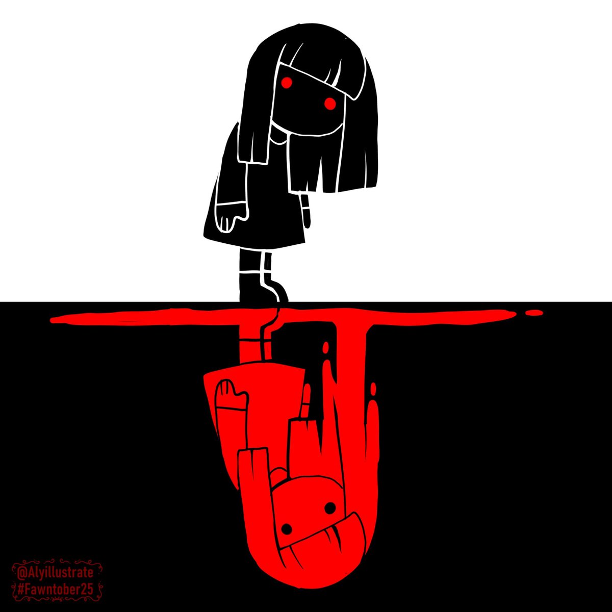 #inktober2025 / #fawntober25 day 22: Shadow 🖤 ❤️