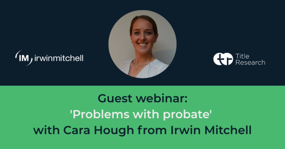 Join our guest speaker, Cara Hough, Partner at <a href="/irwinmitchell/">Irwin Mitchell</a>, as she discusses 'Problems with #probate', including:
💡 Potential issues
💡 Legal frameworks
💡 Best practices

📆 Thursday 30 October
🕰️ 12:00pm
🔗 eu1.hubs.ly/H0nHSzw0

#TitleResearch #LegalProfessionals
