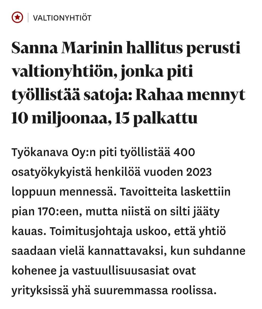 Tiesittekö, että paras toimi mitä demarit voi tehdä on olla perustamatta yhtään ainutta valtioyhtiötä. Oikeastaan olla tekemättä mitään. Se on silkkaa säästöä se.