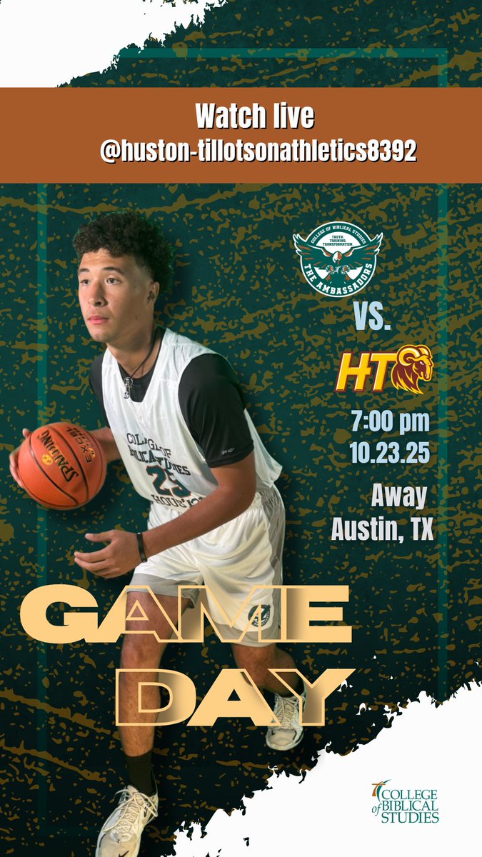CBS Ambassadors vs Huston-Tillotson University

🏀 Tip-Off at 7:00 PM
📍 Austin, TX

🔥 Ambassadors On A Mission
Playing for more than a score—representing Christ on the court.