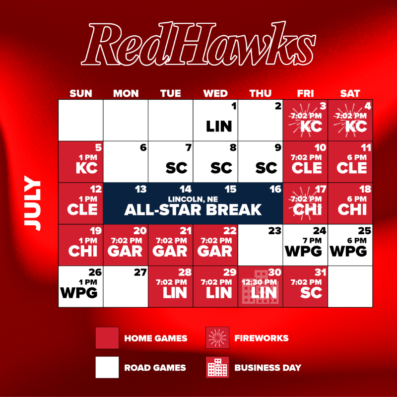 FMRedHawks's tweet photo. Our 2026 schedule is HERE!

🎆 7 Fireworks Nights
🇺🇸 4th of July Night Game &amp; Postgame Fireworks
📈 3 Business Day Games
➕ Lots more fun &amp; promos to be announced closer to the season!