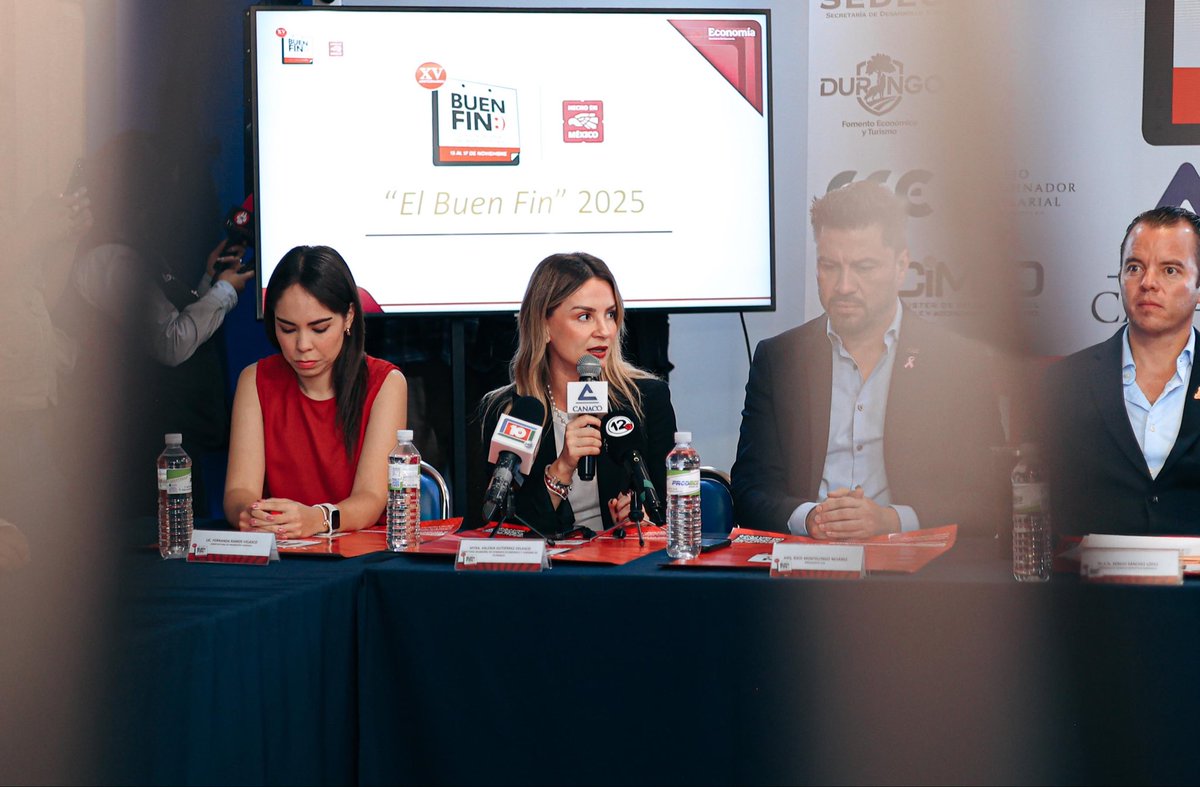 🎤| Participamos en la rueda de prensa ofrecia por Canaco Durango para informar las estrategias para la edición del BUEN FIN 2025. 🎁

🔗Reconocemos la iniciativa que por más de 15 años, se realiza por parte de la Cámara para activar la economía local.⏩️

#DurangoEsElCamino 🐺