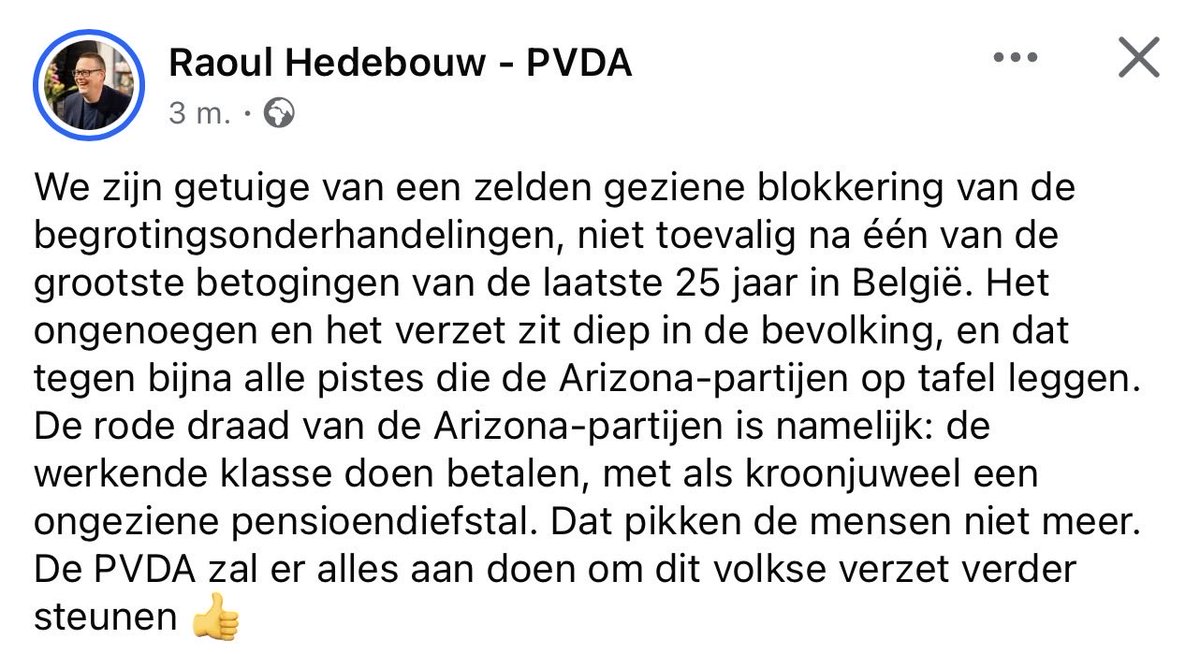 De ongeziene blokkering van de begrotingsonderhandelingen komt niet toevalig na één van de grootste betogingen van de laatste 25 jaar in België. Mijn reactie op de regeringscrisis 👇