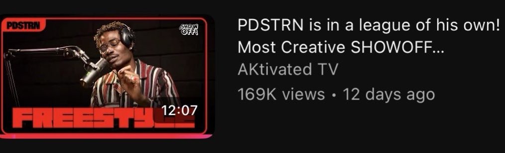 THEPDSTRN's tweet photo. GROWTH”

this show has had 65 NIGERIAN RAPPERS between these two videos &amp; NOT 111 can top both in NUMBERS &amp; SHEER QUALITY. 

it just goes 222 SHOW YOU how YOUR only COMPETITION is YOURSELF

i’m in a league of my own. 

#ABiNiBi 🪔 https://t.co/X6L1yA1XoU