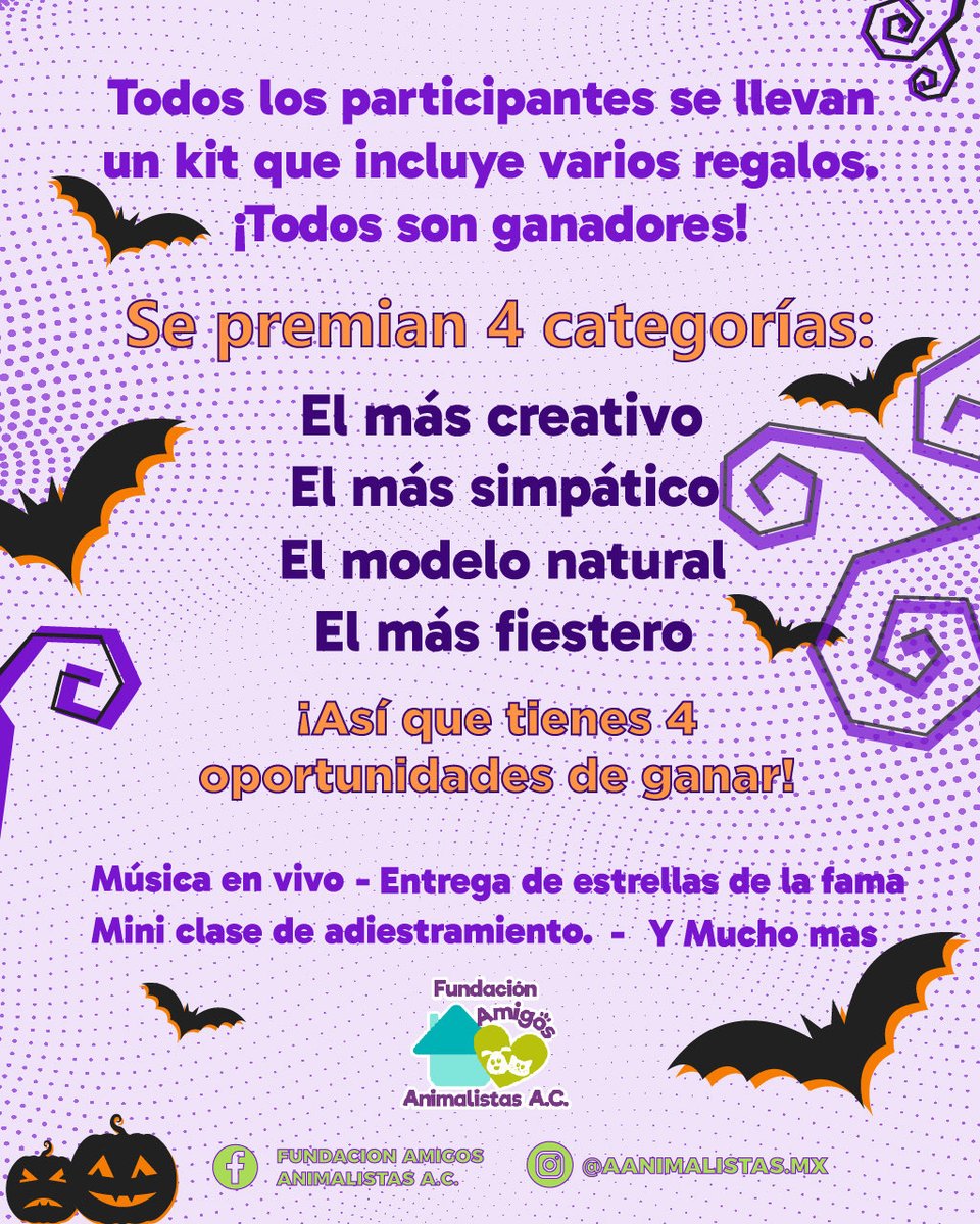 ¡Aun hay lugar para que inscribas a tu mascota al concurso! 🎃, no te lo pierdas ✨

Culiacán Sinaloa.