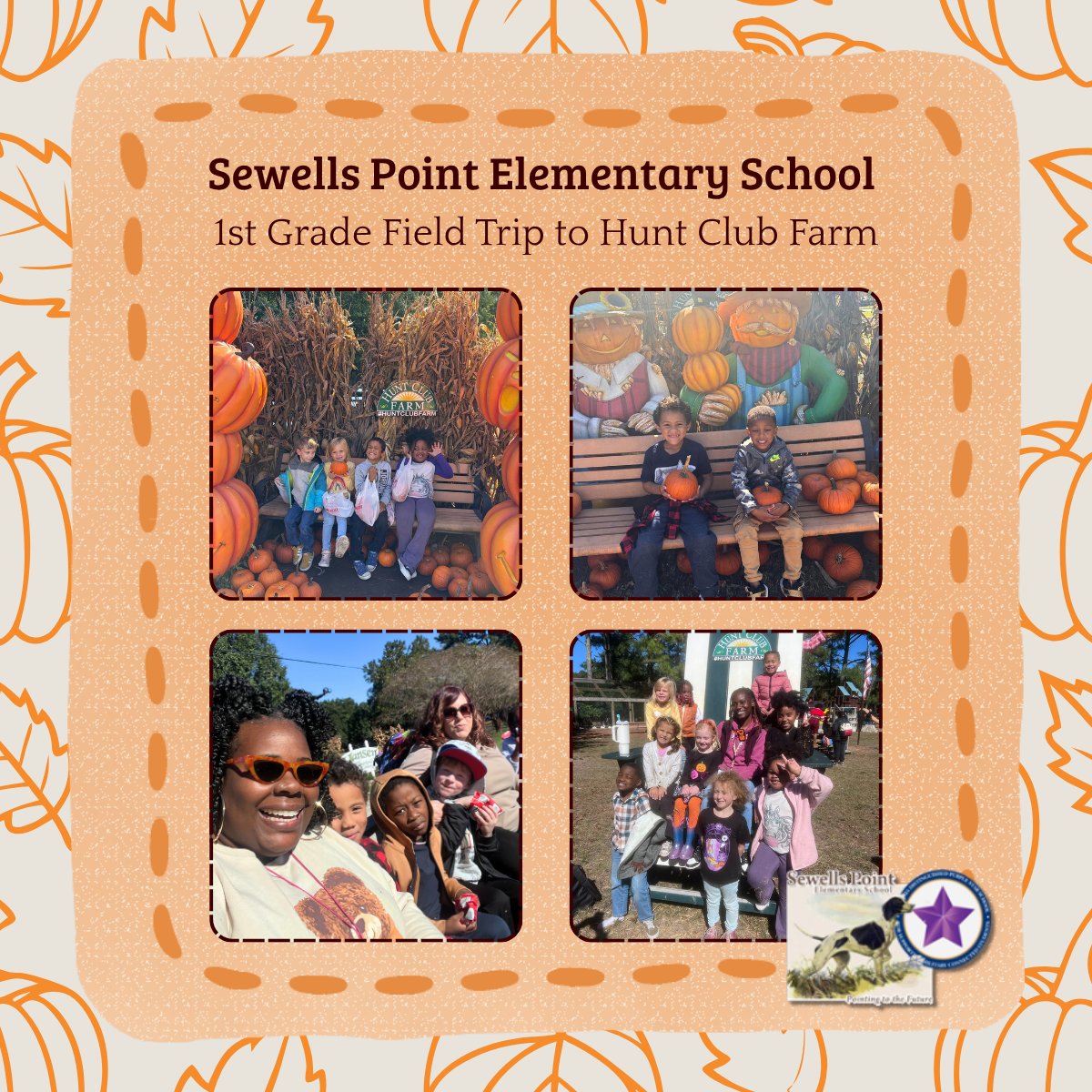 NPSchools_VA's tweet image. What a perfect day for Sewells Point ES first graders at Hunt Club Farm! 🌾🎃 On Oct 17th, students enjoyed a hayride, met animals, and picked the perfect pumpkin. Thanks to the 40+ parents who made it special! 🍂🧡

#NPS #FieldTrip #StudentSuccess