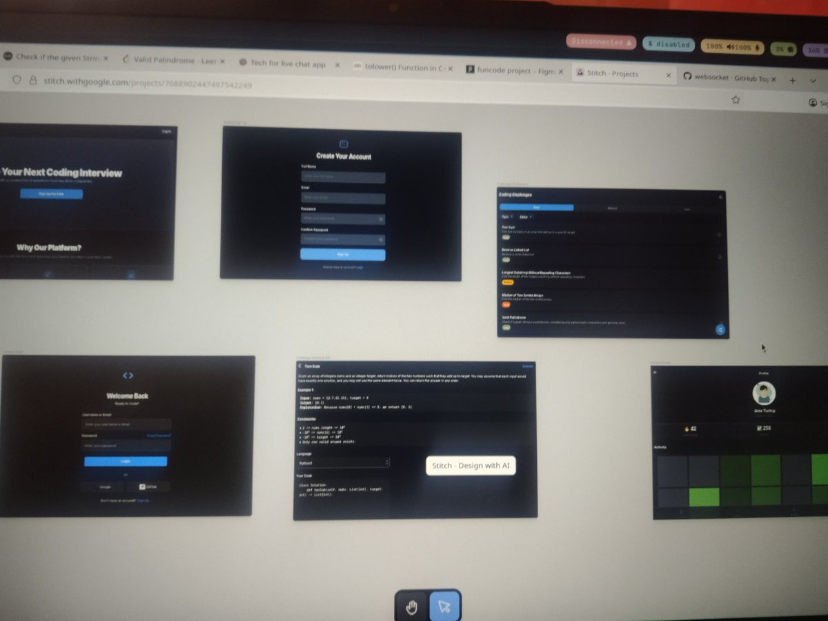 ibrahimfadu's tweet image. Day 10
- Recursion done(but stuck in one question)
- Finally projects figma design done(using google Stitch😅)
- Learned about web sockets.
#buildingpublic #100daysofcodingchallenge #day10