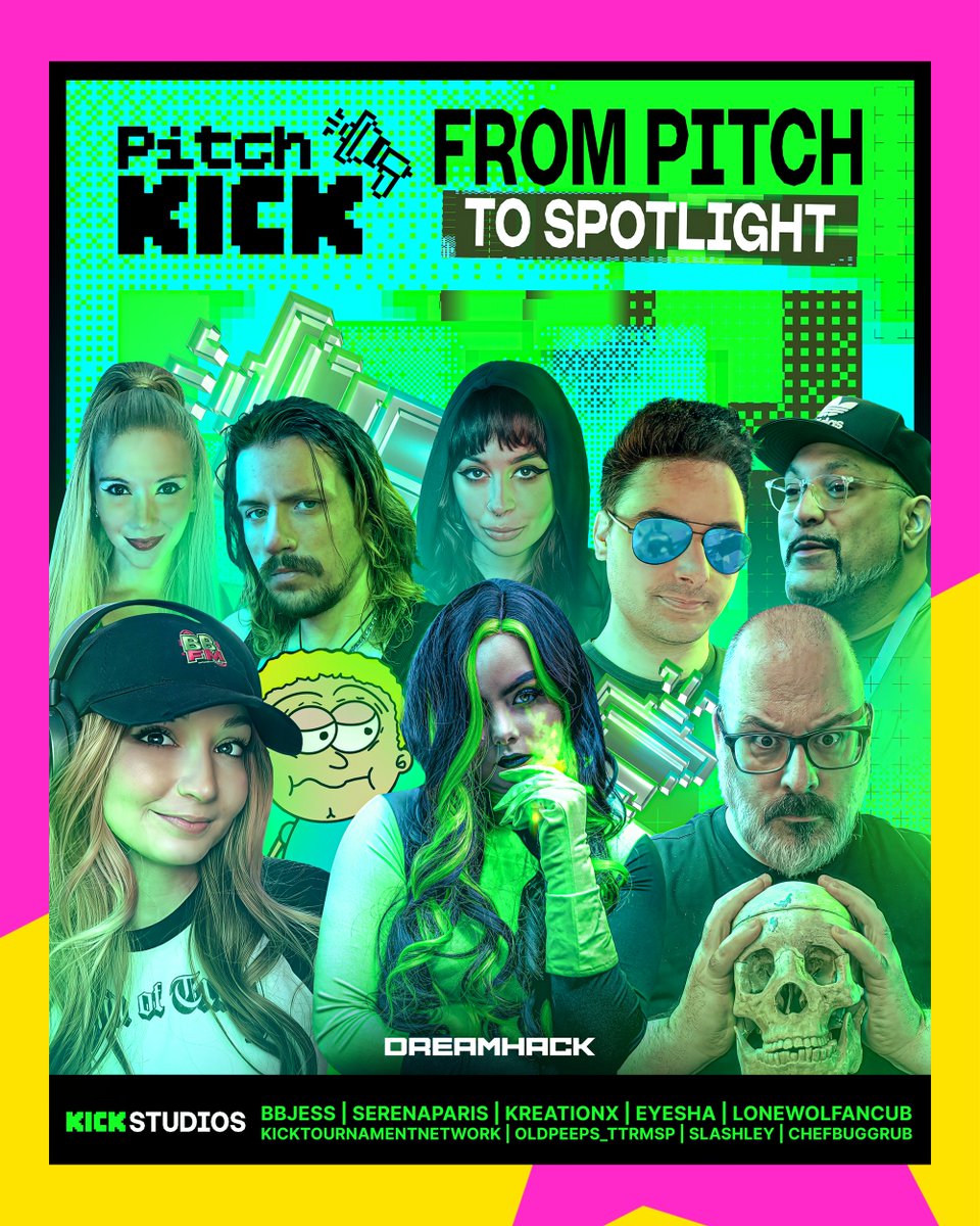 DreamHackNA's tweet photo. Let’s give it up for your Pitch KICK winners! 🥳

You can catch each of them on the KICK Stage throughout #DHAtlanta, showcasing what they do best!

@bbjess
@serena_parisss
@kreationX
@EyeshaOfficial
@LONEWOLFanCUB
@KickTourneyNet
@ttrmsp
@SlashleyTv
@ChefBuggrub https://t.co/FRp34mJByA