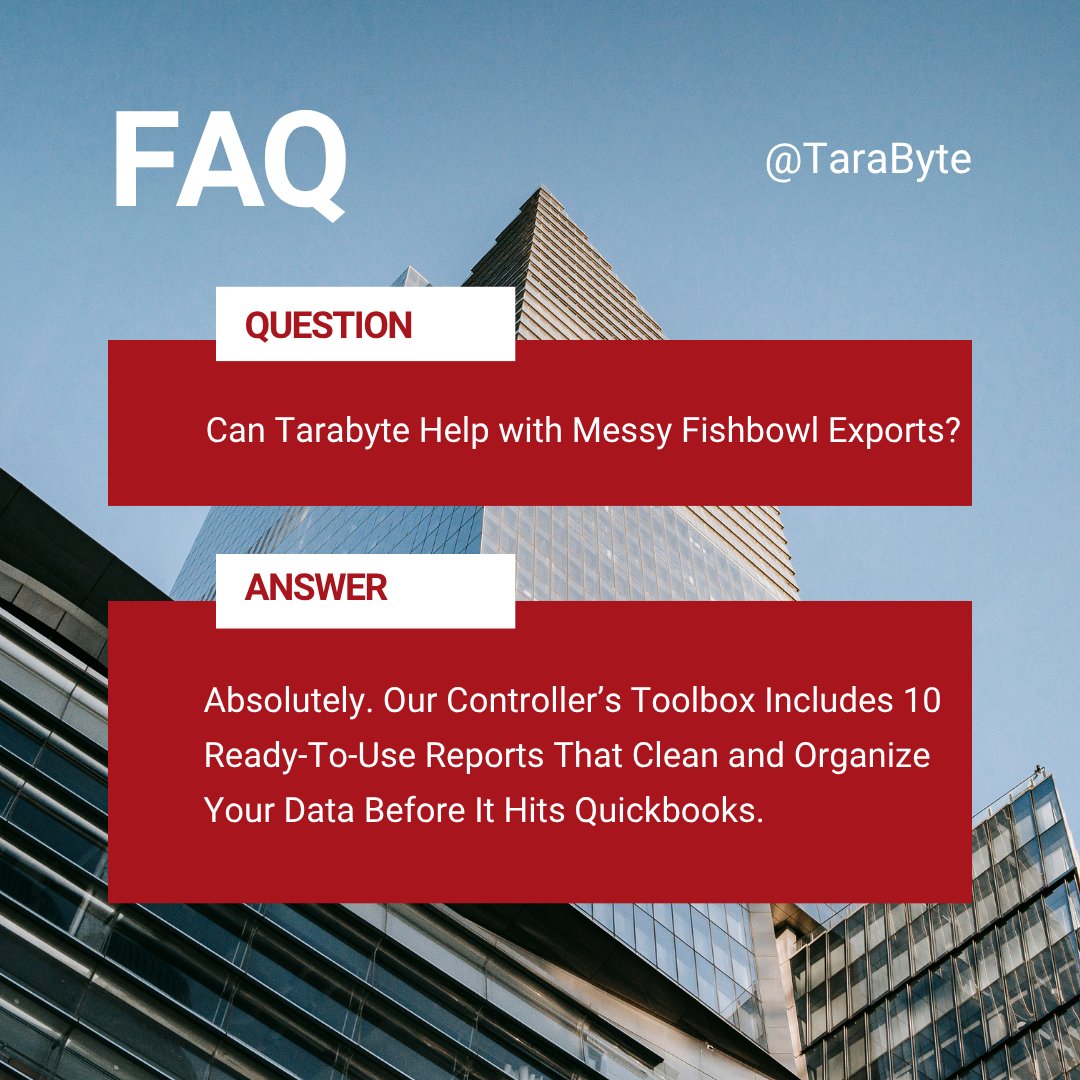 TaraByte01's tweet image. Messy Fishbowl exports? We’ve got you covered. 💡
TaraByte’s Controller’s Toolbox cleans, organizes, and simplifies your data before it reaches QuickBooks.
#FishbowlReports #QuickBooksExperts #DataAccuracy #TaraByteSolutions