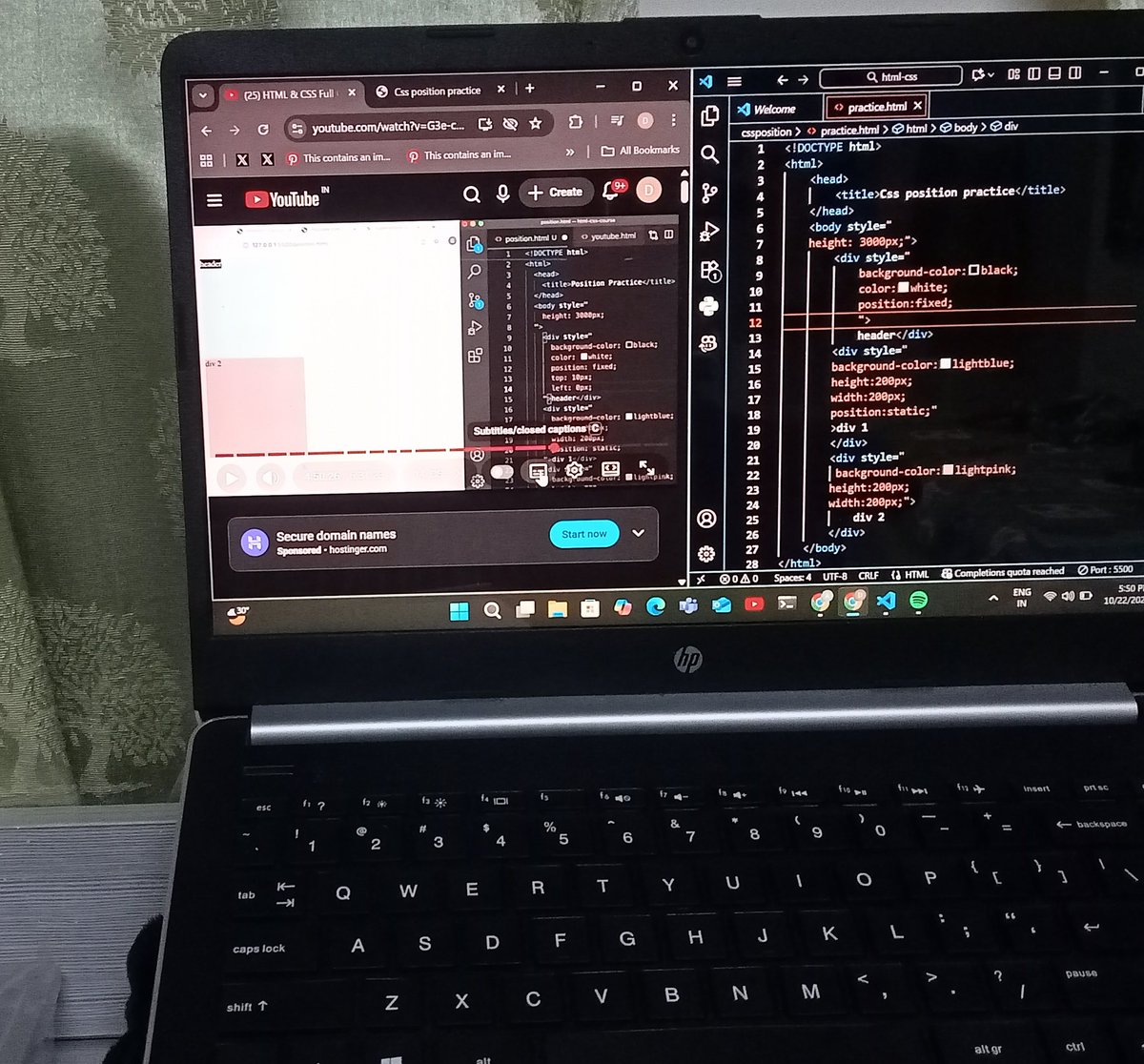 _priyaaa0_0's tweet image. ✅Day-21 of #100DaysOfCode
-Today I learnt about css position and used it in my project as well as solved the practice exercises based on the lesson by @SuperSimpleDev 🎨
-in parallel I also solved java questions mainly on OOP so as to not forget the concepts☕