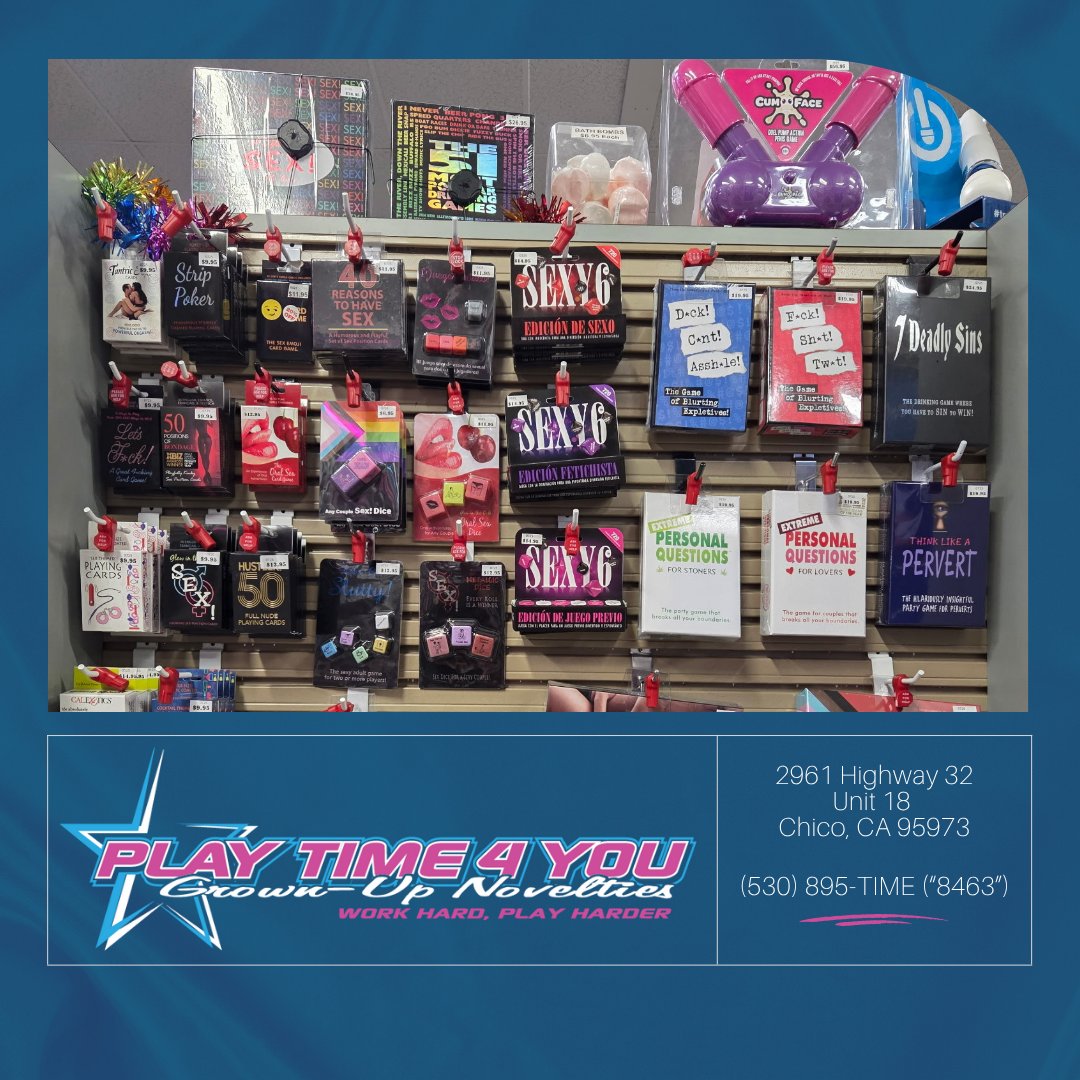 playtime4youca's tweet image. Transform yourself—try a sexy wig for an instant confidence boost and playful role-play. Amplify your fun at Playtime 4 You in Chico! #RoleplayMagic #DateNightChico #FunForAll