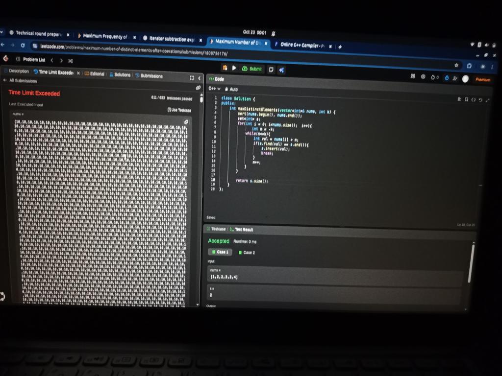 merakishubh's tweet image. Bas 22 test case aur reh gya tha .
#Leetcode #Coders #DSA