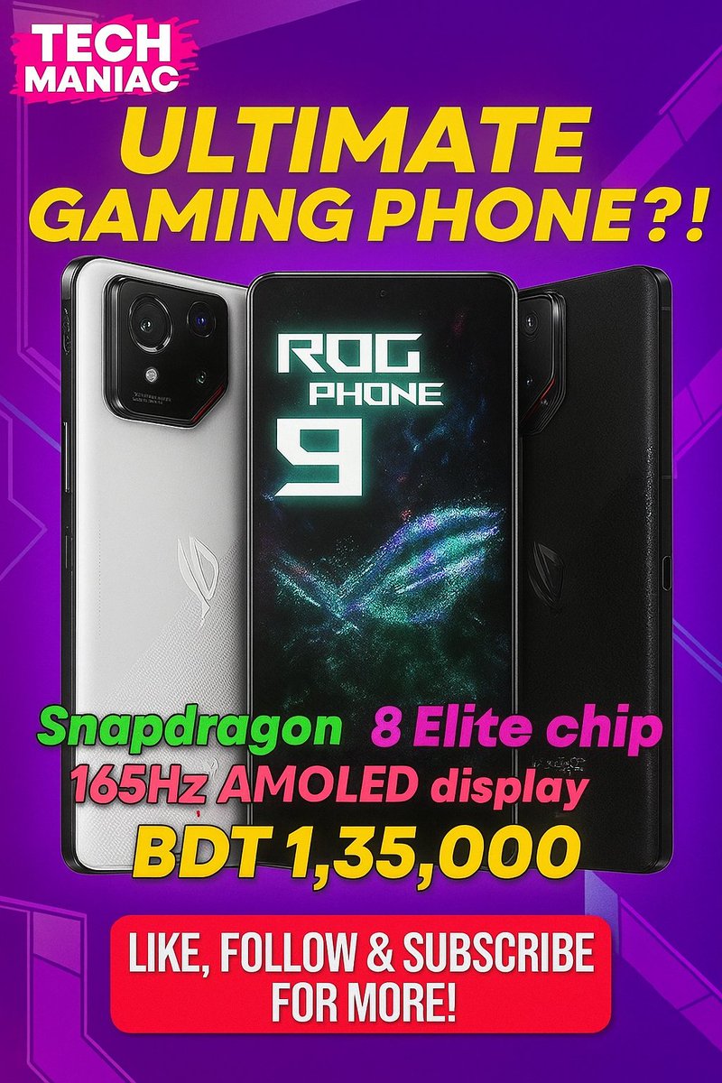 TechManiac2138's tweet photo. ROG Phone 9 Review 🔥 Snapdragon 8 Elite Beast! Ultimate Gaming Flagship 2025 😱
Watch full video: https://t.co/eR0masLcAh https://t.co/PNpPSFOxiY