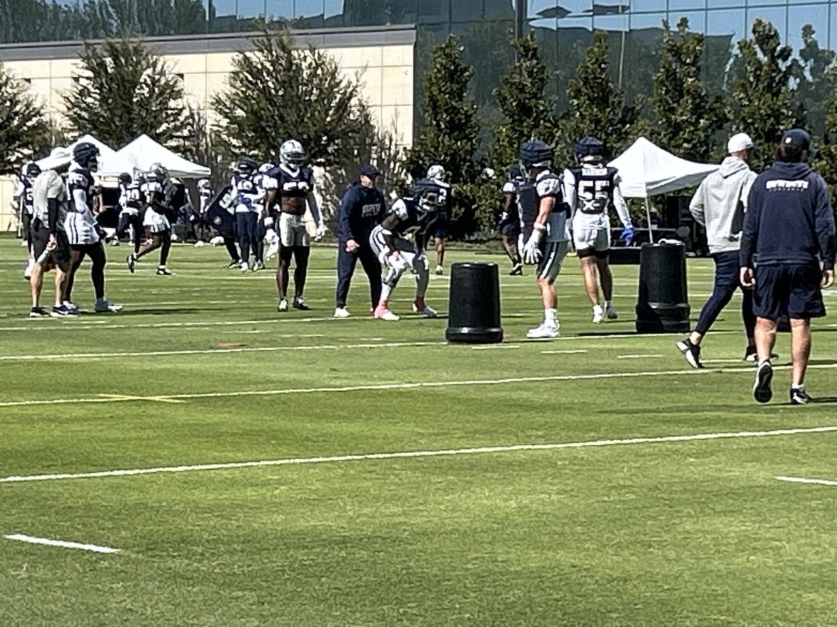 DeMarvion Overshown practicing for the first time since tearing three ligaments in his right knee last December. 