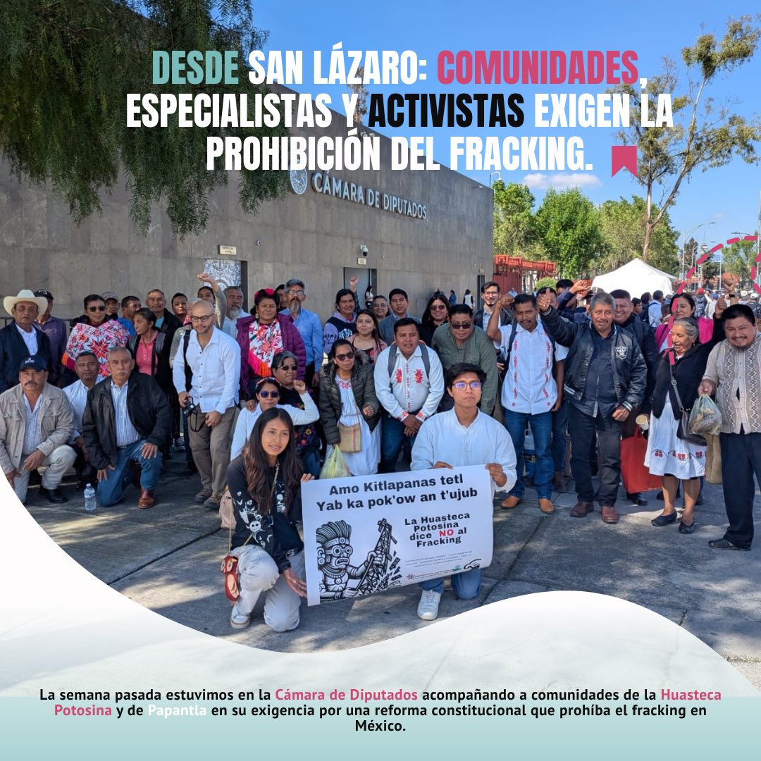 Engenera_AC's tweet image. El pasado 15 de octubre acompañamos, como parte de la Alianza Mexicana contra el Fracking (AMCF), a comunidades de la Huasteca Potosina y Papantla en el foro “Fracking en México: Riesgos, Impactos y Resistencias”, realizado en la Cámara de Diputados. 💧🏛️

#NoAlFracking