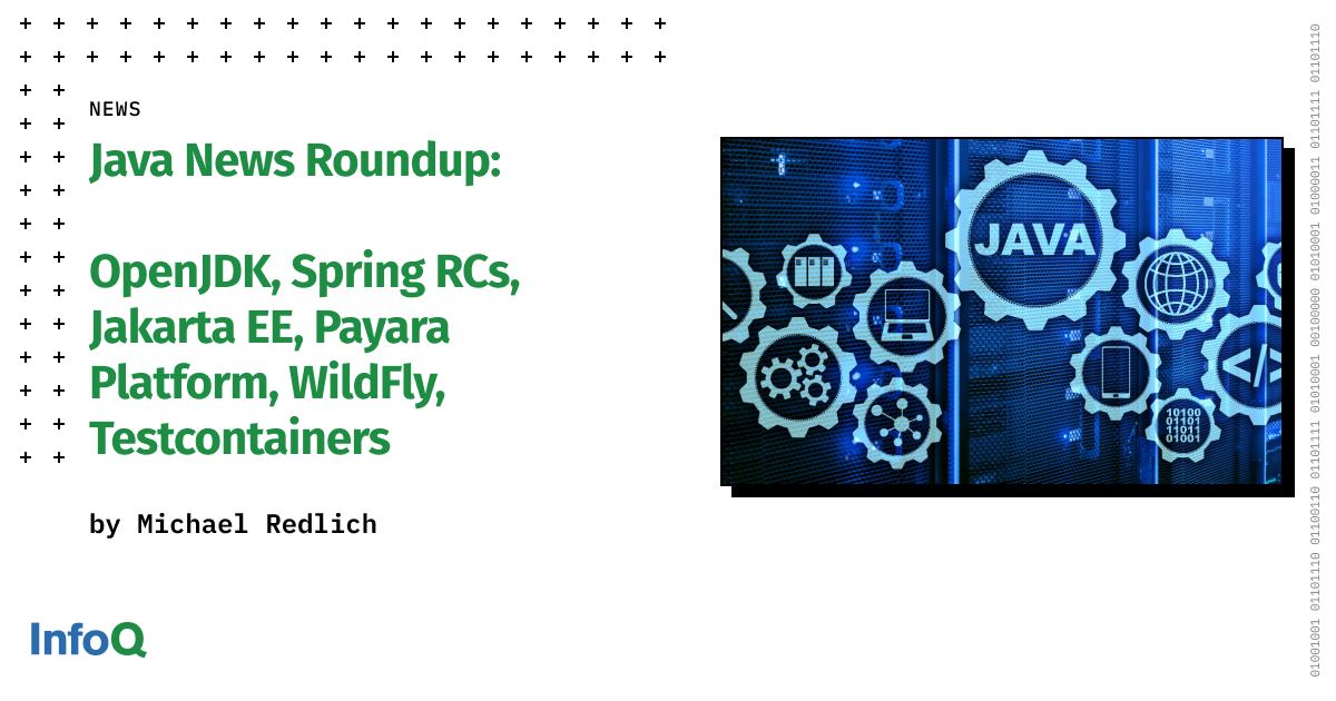 InfoQ's tweet image. Big things are happening in the world of #Java!
🔗 bit.ly/4ovk23Y
Two new OpenJDK candidates; Jakarta EE 12 specifications with milestone 1 releases; Payara Platform; the GA releases of WildFly 38 and Testcontainers 2.0; Spring Framework 7.0, and more.
#InfoQ