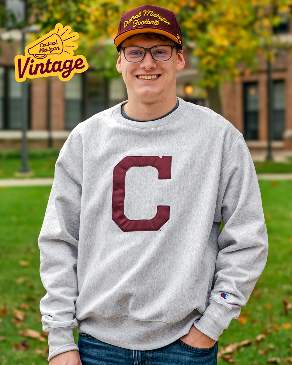CMUBookstore's tweet photo. Get ready for Homecoming with the Central Michigan Vintage Collection! These @CMUniversity retro-inspired styles are perfect for the weekend. Shop in-store online at: https://t.co/CPh88D3gka https://t.co/LD3Nn7GXm1