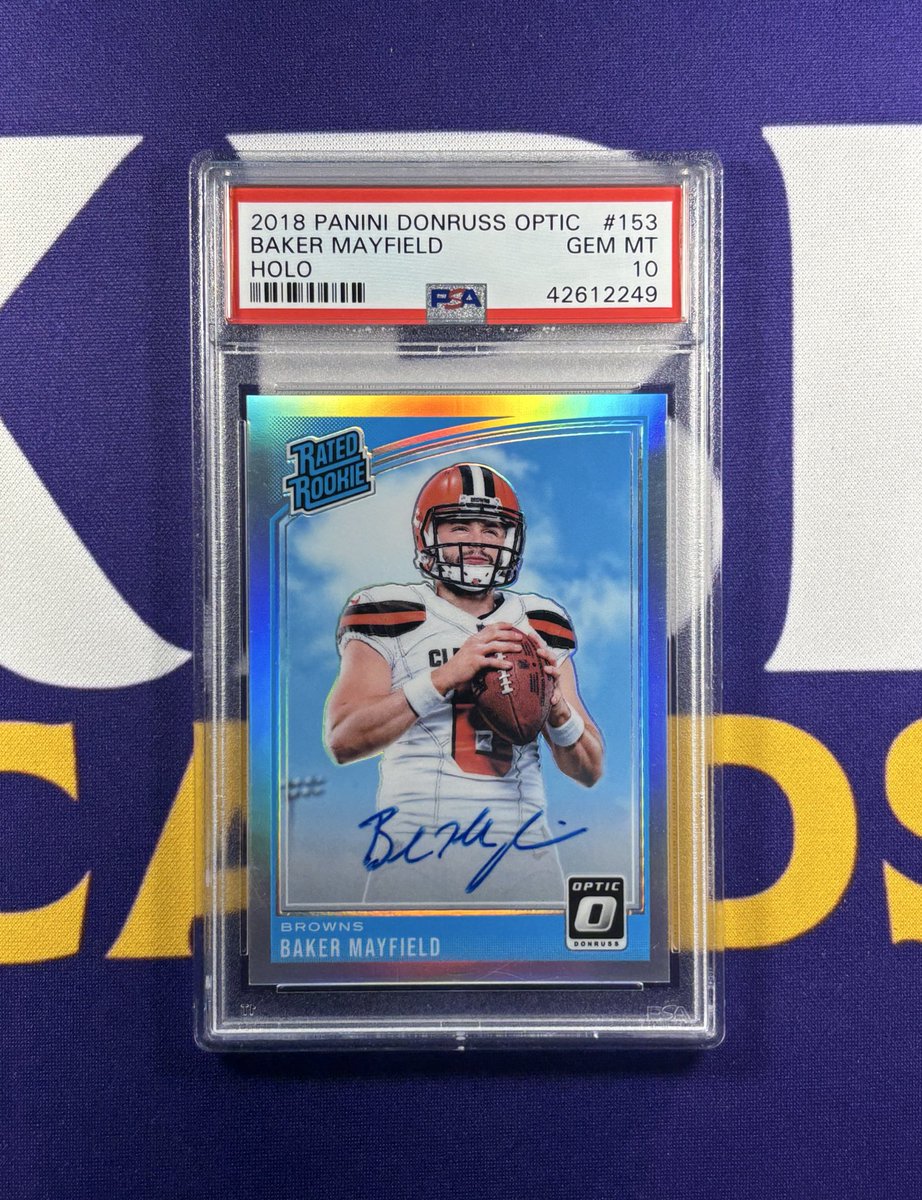 Baker Mayfield Rated Rookie Holo Auto #/99 PSA 10. 

$1900 shipped.

<a href="/GKSportCards/">GKSportCards</a> <a href="/kp_cards/">KP Collects</a>