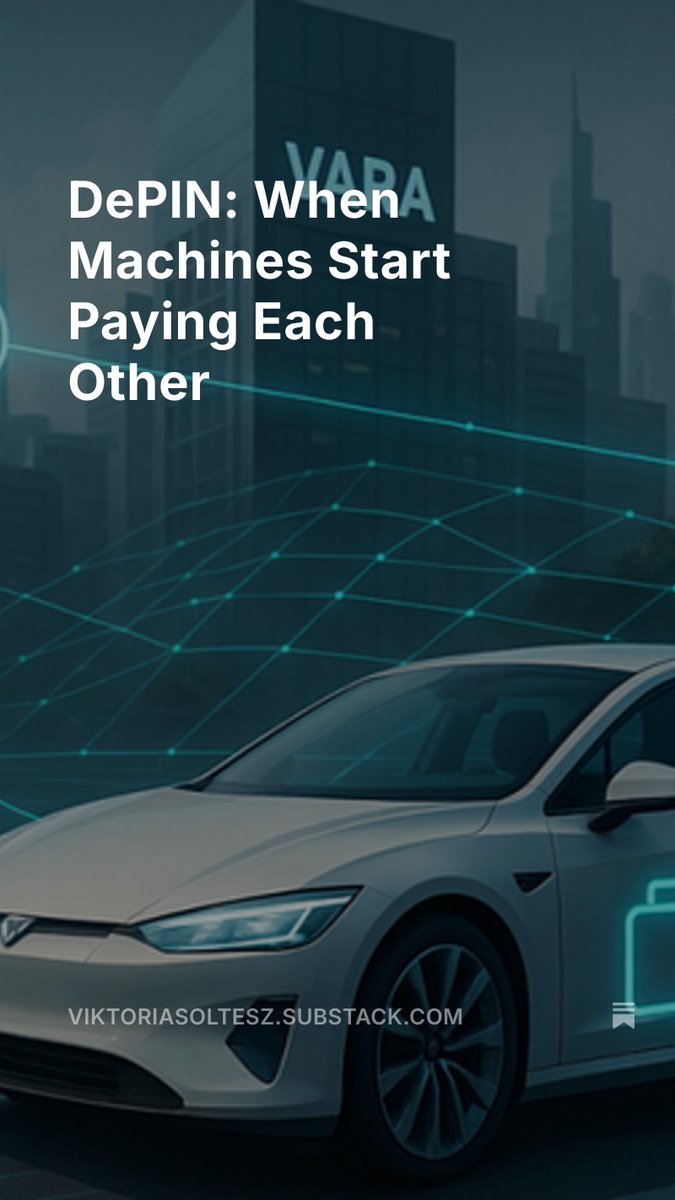 DePIN: When Machines Start Paying Each Other 

"Dubai’s Virtual Assets Regulatory Authority (VARA) and the private sector partnered on a new project where machines pay each other without human intervention." 

Read Viktoria's latest article on Substack: 
open.substack.com/pub/viktoriaso…