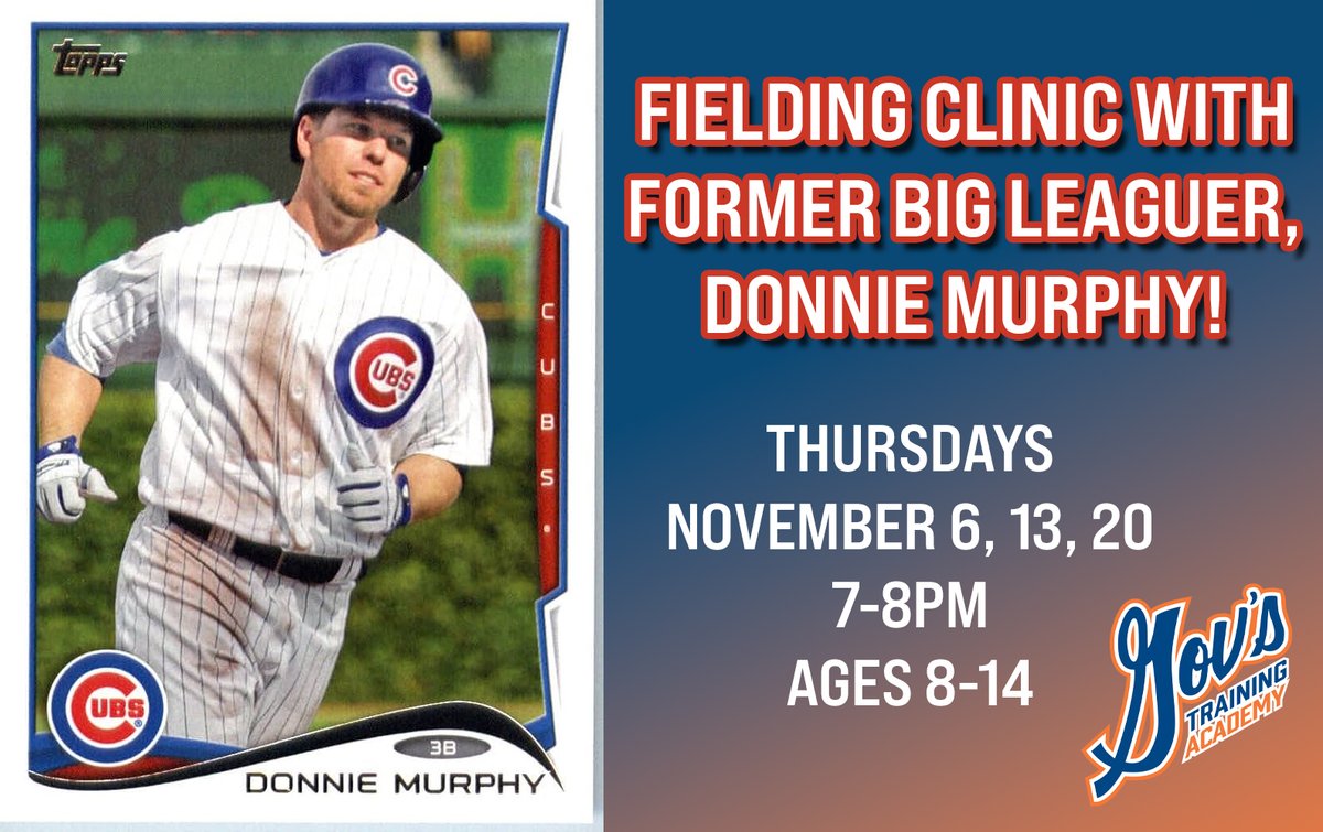 Gov's Training Academy (@govstraining) on Twitter photo Still a few spots left! 👀
Join our Fielding Clinic with former MLB infielder & current Blue Jays coordinator Donnie Murphy!
Learn from a pro who’s played every infield spot in the bigs ⚾
👉 Register now: app.upperhand.io/customers/1480… Still a few spots left! 👀
Join our Fielding Clinic with former MLB infielder & current Blue Jays coordinator Donnie Murphy!
Learn from a pro who’s played every infield spot in the bigs ⚾
👉 Register now: app.upperhand.io/customers/1480…