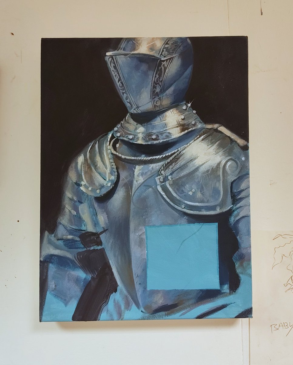 Groupcrit's tweet image. 5 hours of oils 
#painting #oilpainting #armour #Knights