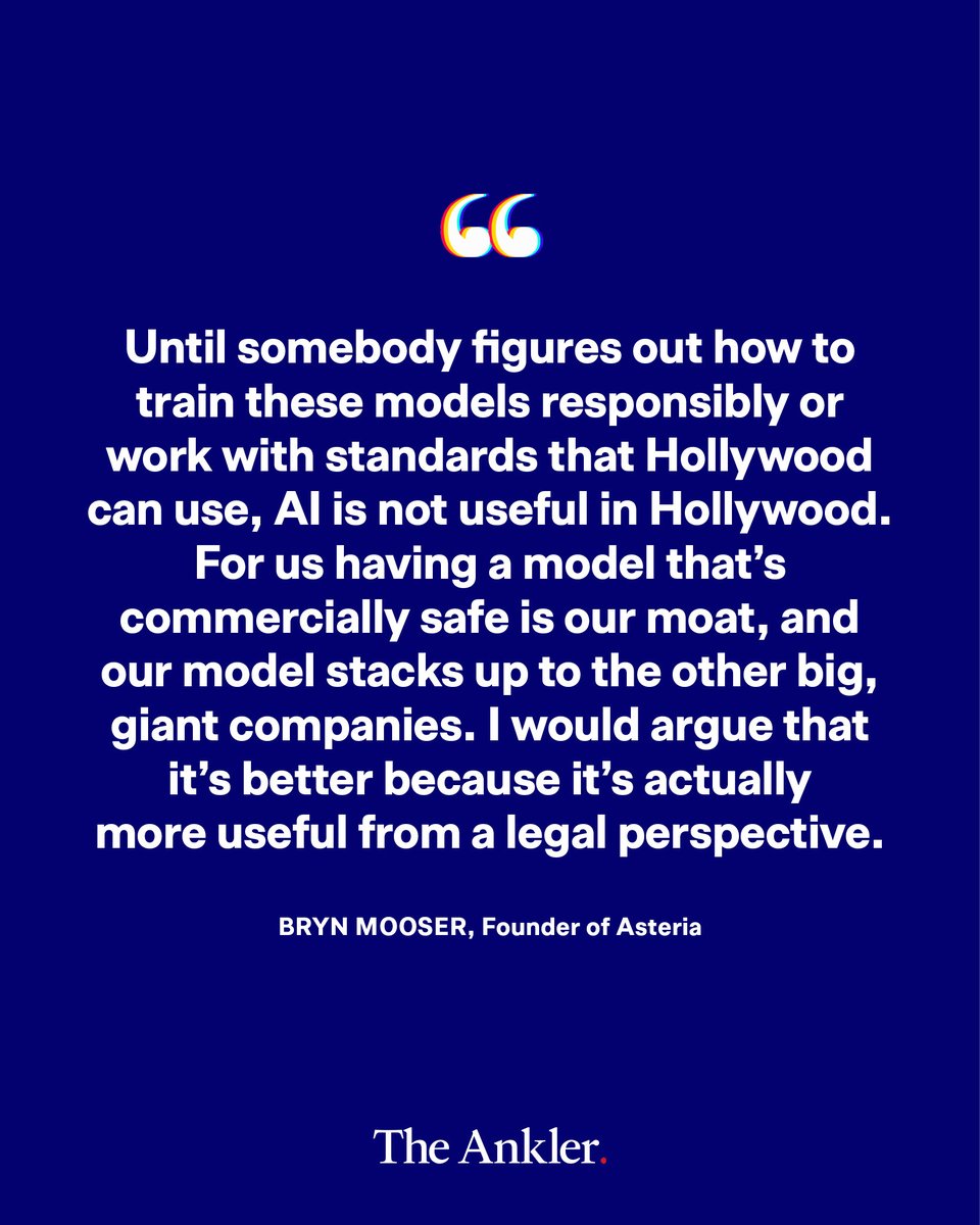 TheAnkler's tweet image. .@ebarmack talks with Bryn Mooser, the founder behind @Asteria, an AI company that’s training models only on licensed, legally defensible material. The goal: safeguard IP and give studios AI tools that respect creativity rather than replace it theankler.com/p/sora-2-shook…